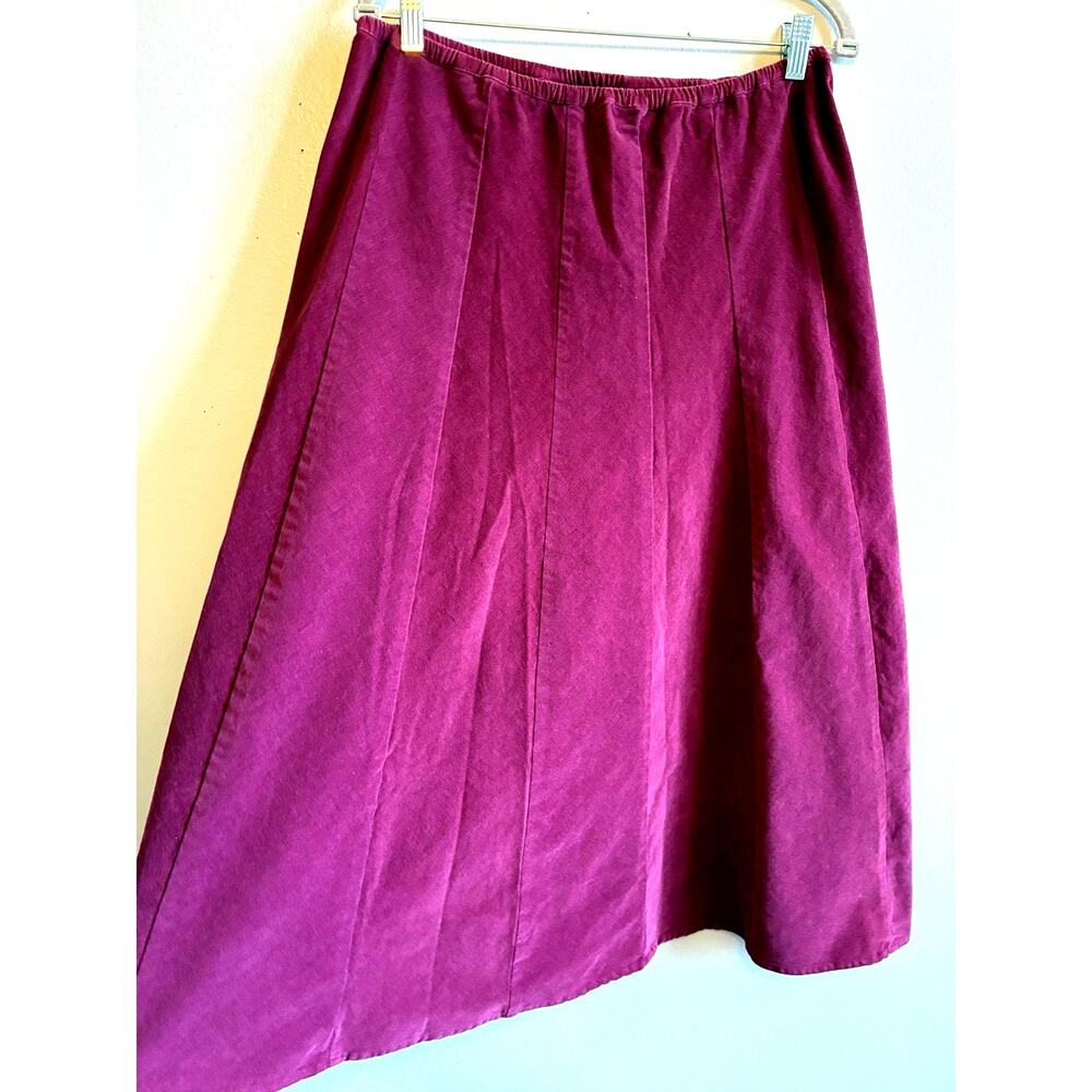 VTG Burgundy Corduroy panel Skirt L Prairie Rodeo Western Cottagecore Boho 90s